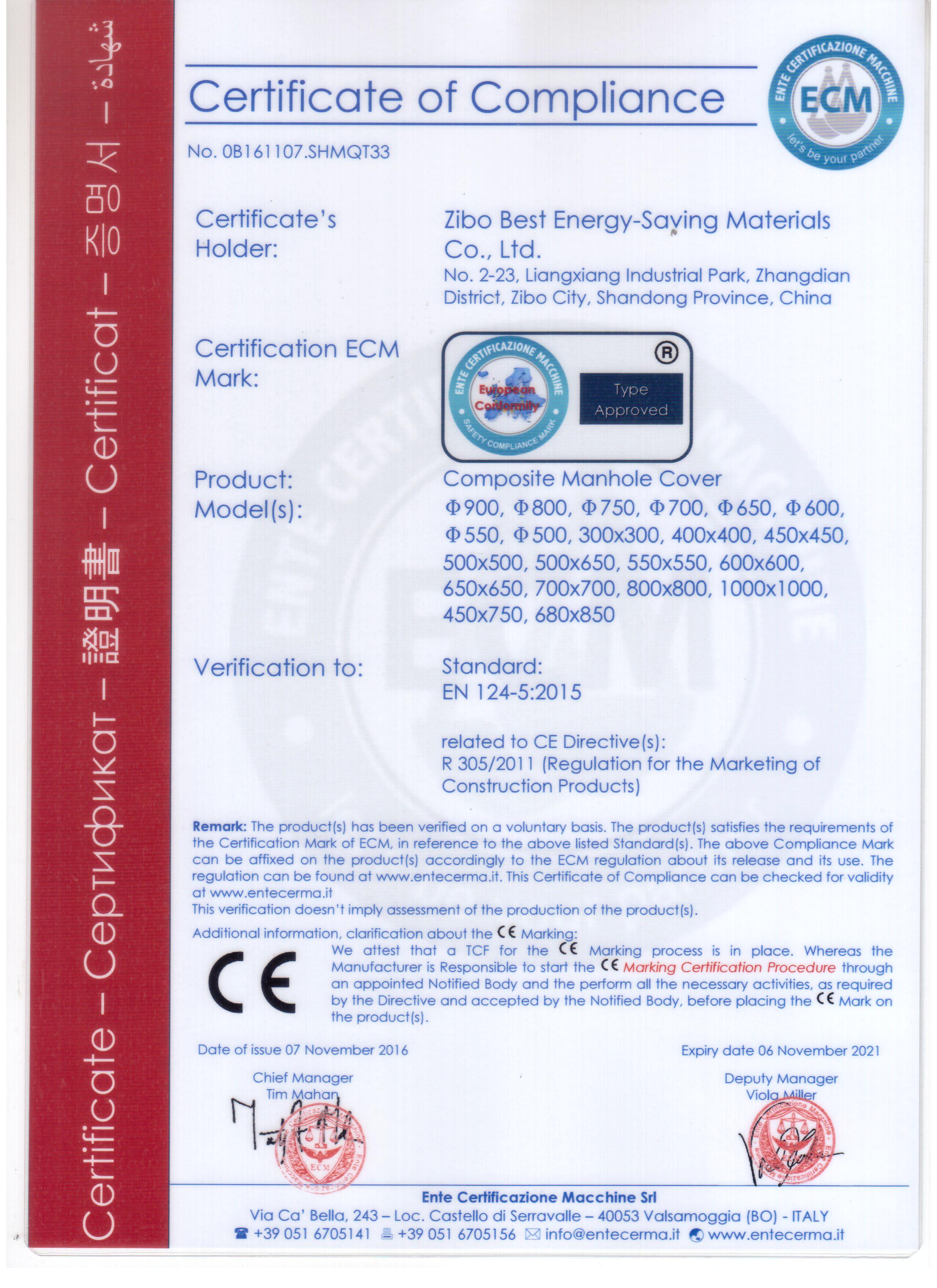 EN124国际认证